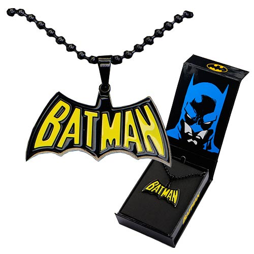 Batman Black-and-Yellow Batman Pendant with Chain Necklace