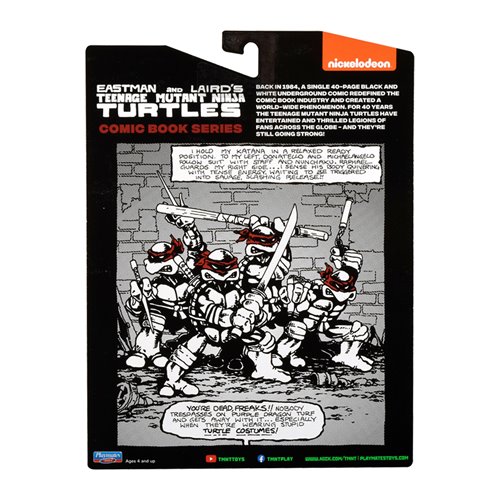 Teenage Mutant Ninja Turtles Classic Comic Book Series Black and White Turtles Action Figure 4-Pack