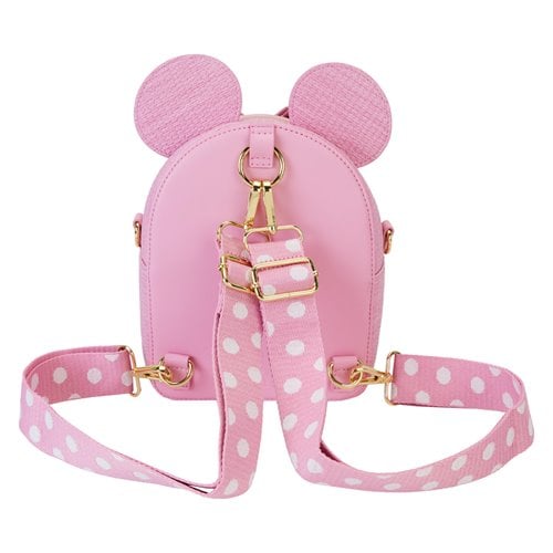 Minnie Mouse Pink Polka Dot Straw Mini Convertible Bag