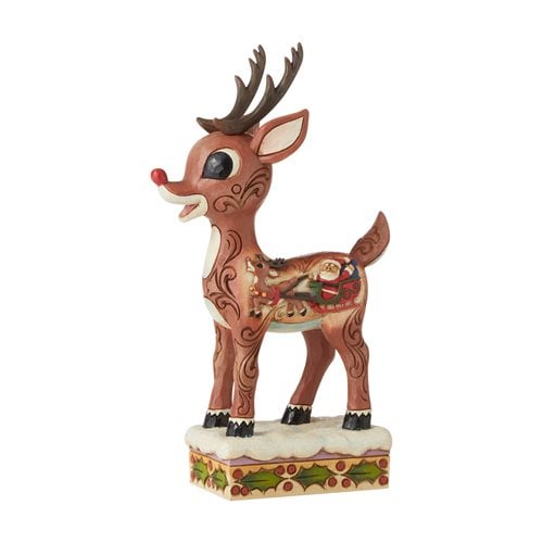 Rudolph the Red-Nosed Reindeer Rudolph with Sleigh Scene Statue by Jim Shore