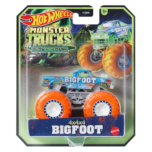 Hot Wheels Monster Trucks Glow-in-the-Dark 1:64 Scale Vehicle 2024 Mix 2 Case of 6