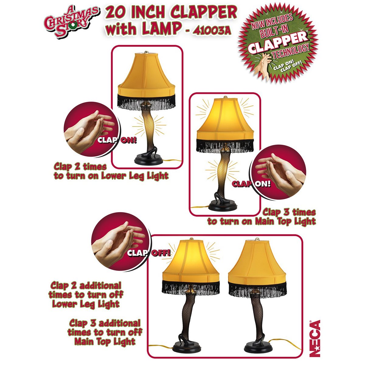 A Christmas Story Leg Lamp Talking Clapper with Night Light 