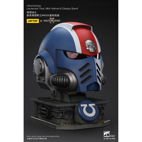 Joy Toy Warhammer 40,000 Ultramarines Lt. Titus MKX 1:18 Scale Helmet and Stand