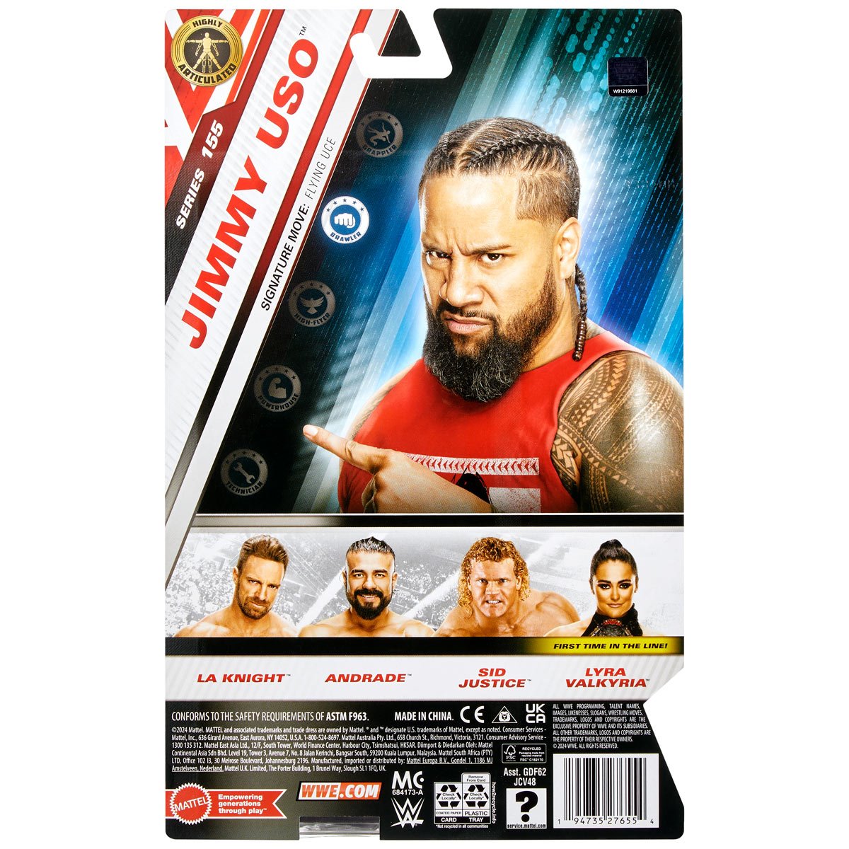 Mattel WWE Main Event Action Figure Jimmy Uso Series 155 - 15 Cm Con 10 Punti Di Articolazione - Giocattolo Da Collezione Per Bambini 6+ Anni