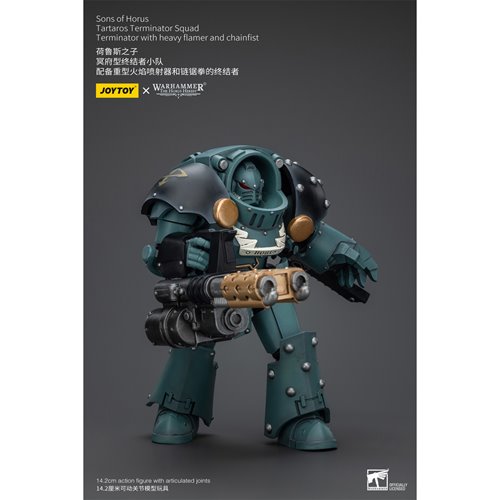 Joy Toy Warhammer 40,000 Sons of Horus Tartaros Squad Terminator with Heavy Flamer and Chainfist 1:1