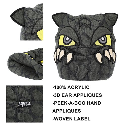 Godzilla Peek-A-Boo Embroidered Cuff Beanie