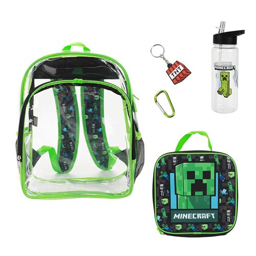 Minecraft Creeper Clear Youth Backpack 5-Piece Set