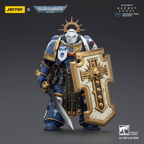 Joy Toy Warhammer 40,000 Ultramarines Torvald with Power Sword, Stormshield and Bolt Pistol 1:18 Sca