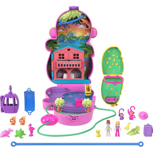 Polly Pocket Adventures in Rio Momma Monkey and Baby Compact Playset