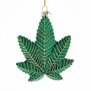 Cannabis Leaf 4 1/4-Inch Glass Ornament