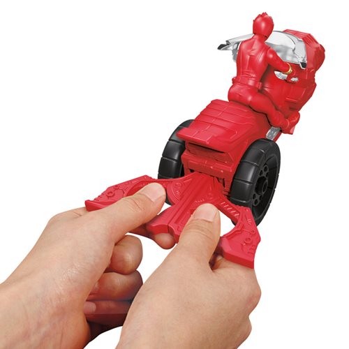 Power Rangers Dino Fury Rip N Go T-Rex Battle Rider and Red Ranger 6-Inch Scale Vehicle