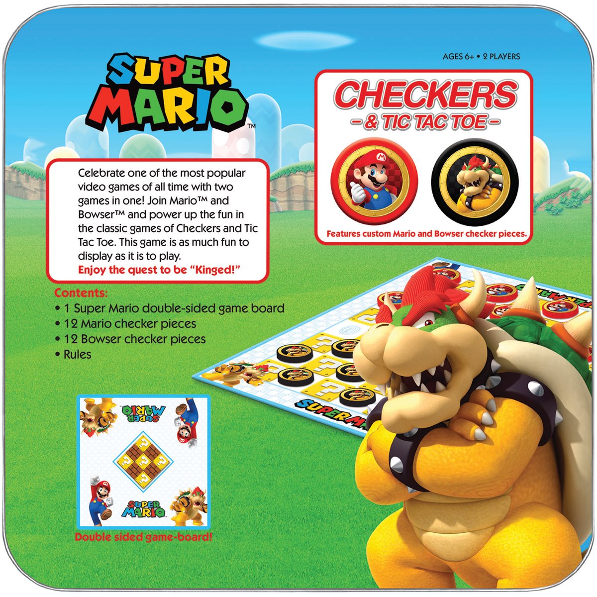 USAopoly Gioco Super Mario Dama E Tris 2-in-1 - Gioco Da Tavolo Per Famiglie - Dai 6 Anni In Su