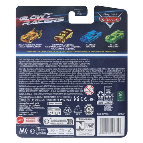 Cars Glow Racers 2025 Mix 2 Vehicle Case of 8