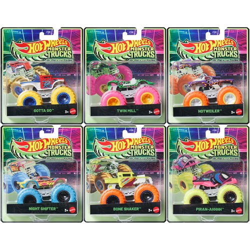 Hot Wheels Monster Trucks Glow in the Dark Vehicle 2026 Mix 2 Case of 6