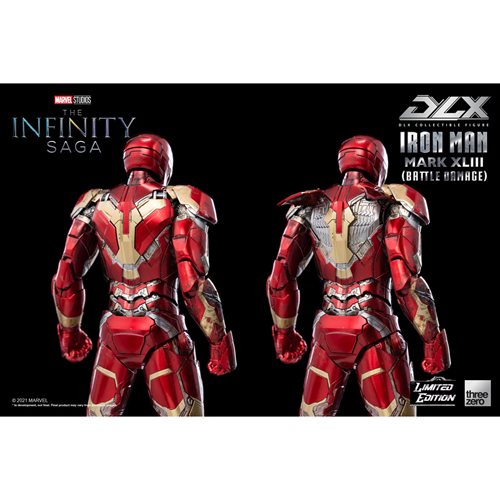 Avengers: Infinity Saga Iron Man Mark 43 DLX Battle Damage 1:12 Scale Action Figure