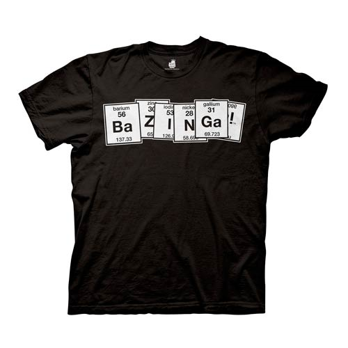 Big Bang Theory Bazinga Periodic Table Black T-Shirt
