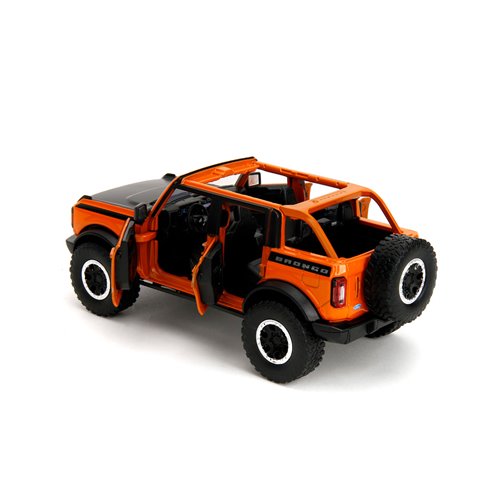 Just Trucks 2021 Ford Bronco Orange 1:24 Scale Die-Cast Metal Vehicle with Tire Rack