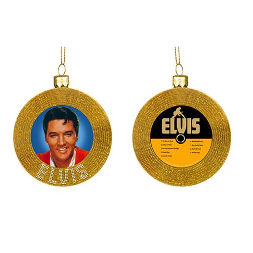 Elvis Presley gold Record 3 1/2-Inches Glass Ornament