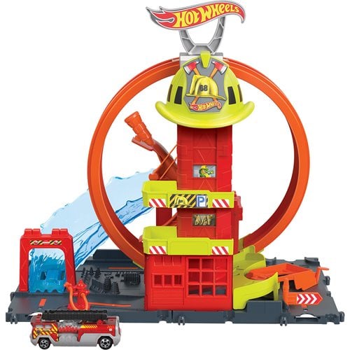 Hot Wheels City Super Loop Fire Station Playset