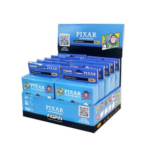 Pixar All Stars Mystery Minis Series 1 Enamel Pin Display of 10