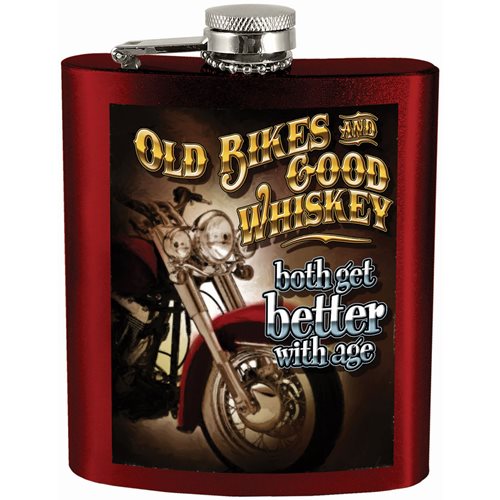 Old Bikes Good Whiskey Hip Flask