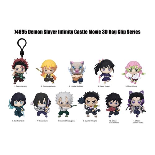 Demon Slayer: Kimetsu no Yaiba Infinity Castle 3D Foam Bag Clip Display Case of 24