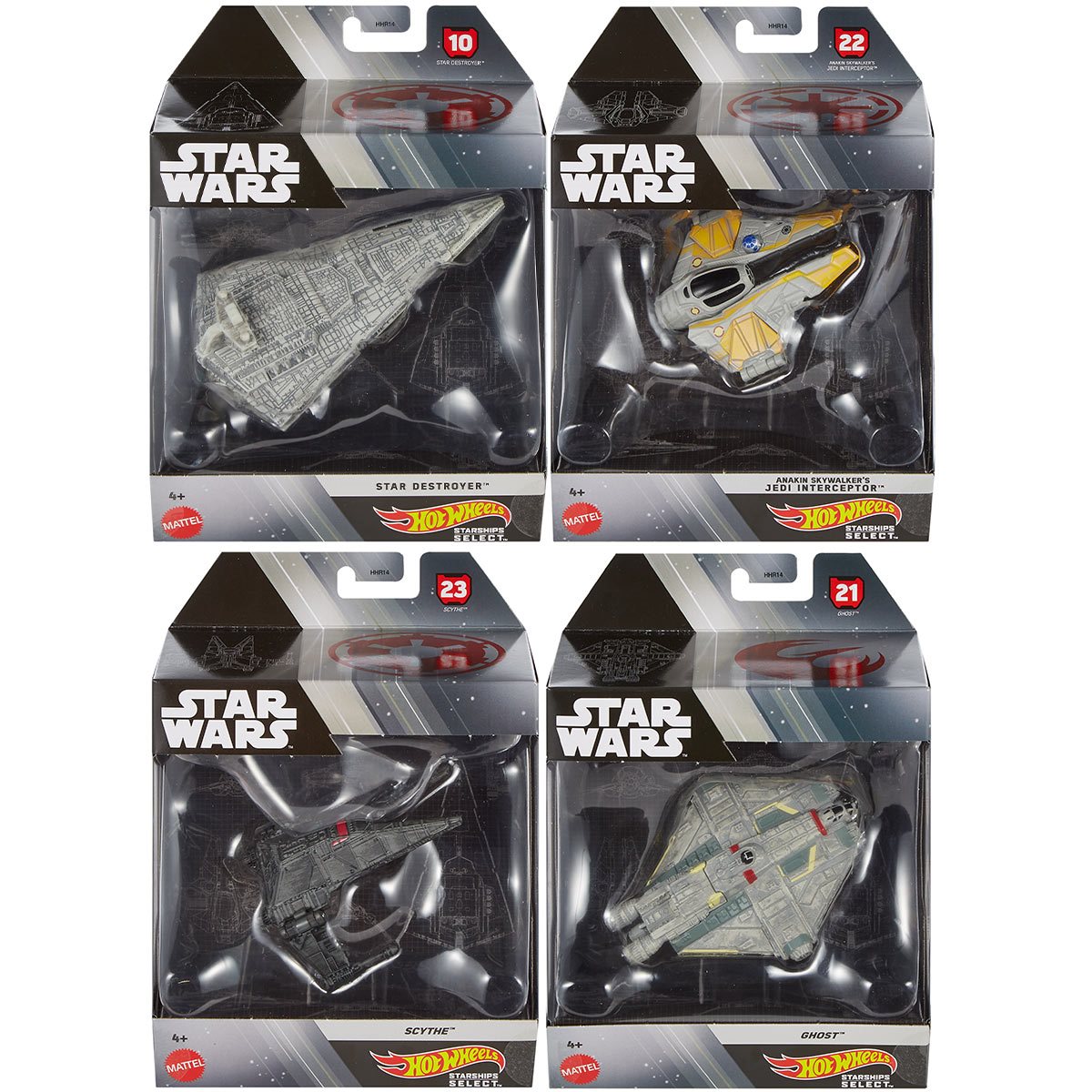 Star Wars Hot Wheels Starships Select 1:50 Scale 2023 Mix 4 Vehicle ...
