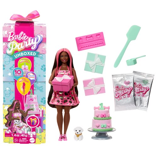 Barbie Party Unboxed Pet Birthday Series Doll Set Case of 3