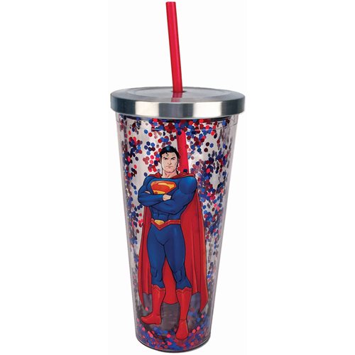 Superman Glitter 20 oz. Acrylic Cup with Straw