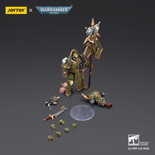 Joy Toy Warhammer 40,000 Death Guard Plague Marine lcon Bearer with Boltgun and Plague Knife 1:18 Sc