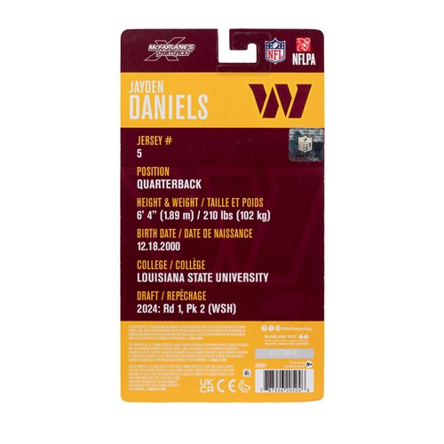 NFL McFarlane's SportsPicks Wave 2 Washington Commanders Jayden Daniels 6-Inch Action Figure