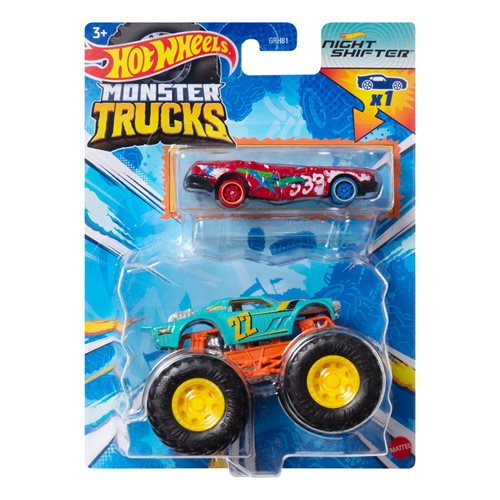 Hot Wheels Monster Truck Plus Car 1:64 Scale Vehicle 2-Pack 2024 Mix 1 Case of 8