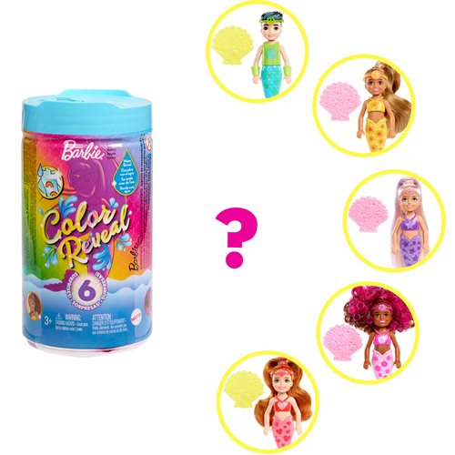 Barbie Color Reveal Chelsea Mermaid Doll Display Case of 6