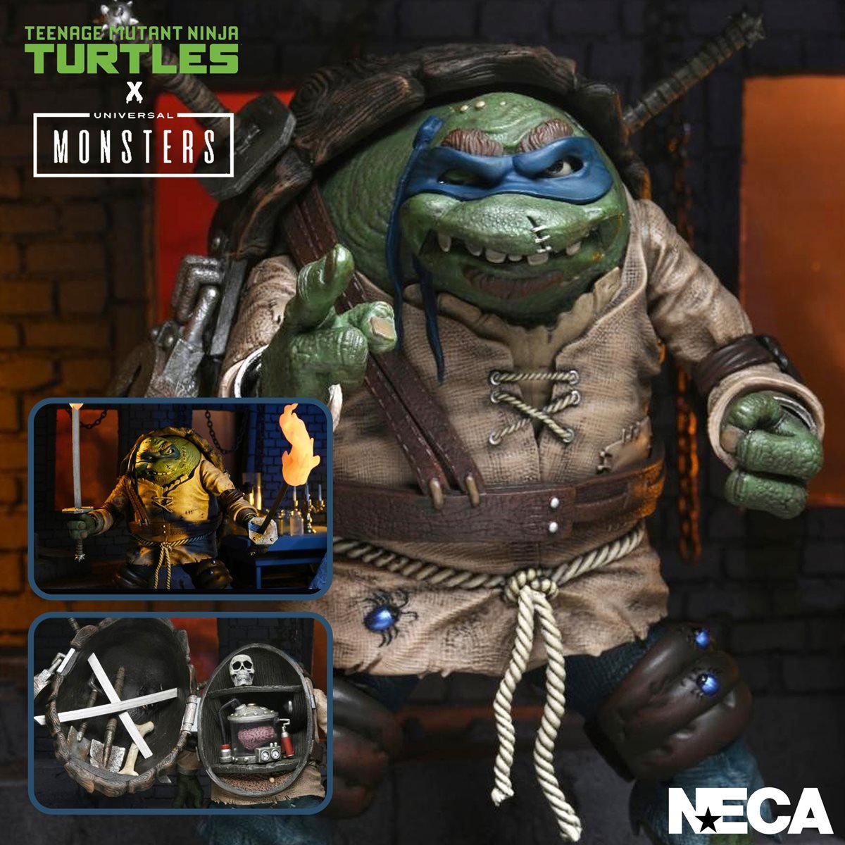 NECA Universal Monsters x Teenage Mutant Ninja Turtles Ultimate Leonardo As The Hunchback 7 Figure