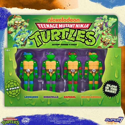 Teenage Mutant Ninja Turtles Mutagen Ooze Glow-in-the-Dark 3 3/4-Inch ReAction+ Figures 4-Pack