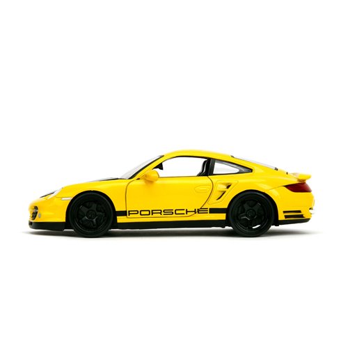 Hyper-Spec 2007 Porsche 911 Turbo 997 Yellow 1:24 Scale Die-Cast Metal Vehicle