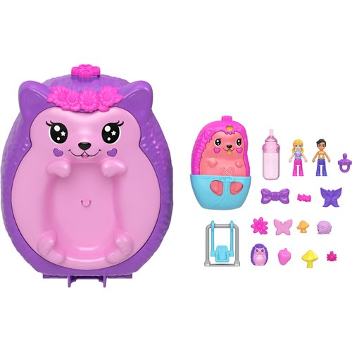 Polly Pocket Hedgehog Mom and Baby Wearable Compact Playset