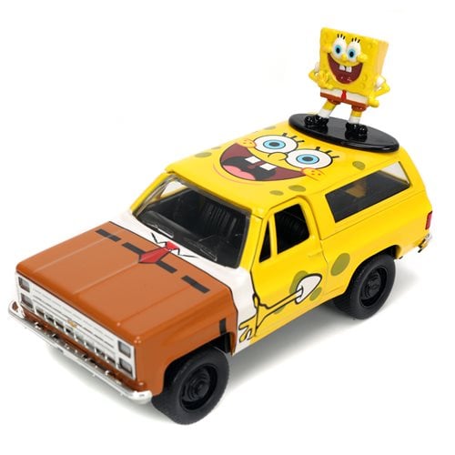 Hollywood Rides 1980 Chevy Blazer K5 1:32 Die-Cast Metal Vehicle with SpongeBob SquarePants Nano Figure