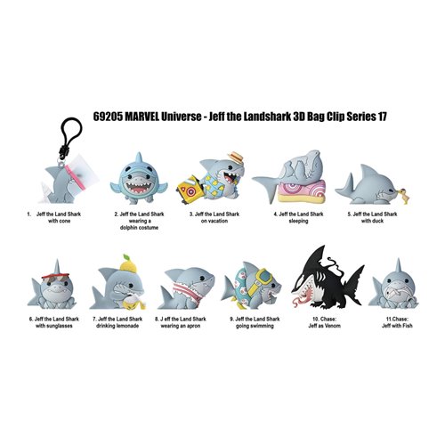 Marvel Jeff the Land Shark Series 17 3D Foam Bag Clip Random 6-Pack