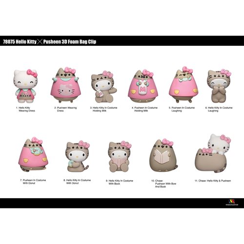 Hello Kitty Pusheen 3D Foam Bag Clip Display Case 24