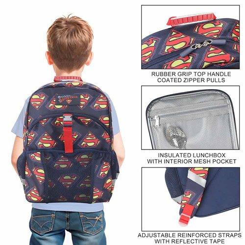 Superman Logo All Over Print Youth Backpack Set