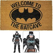 Batman Batcave Coir Doormat and Action Figure Bundle