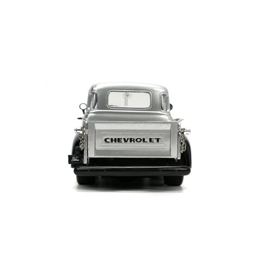 Just Trucks 1953 Chevrolet 3100 Pickup Silver with Black Flames 1:24 Scale Die-Cast Metal Vehicle wi