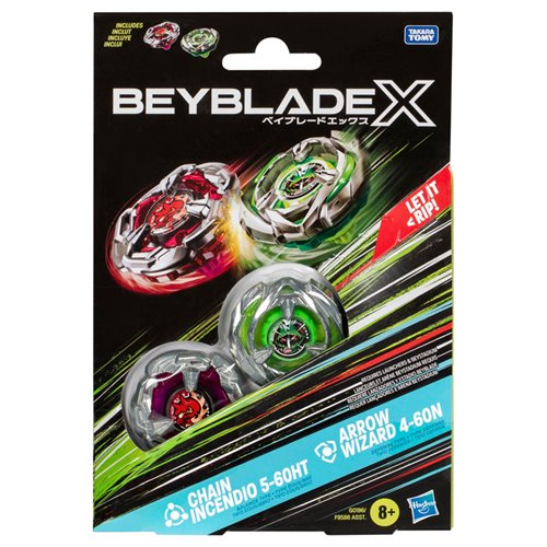 Beyblade X Chain Incendio 5-60HT and Arrow Wizard 4-60N Dual Pack Set with 2 Right-Spinning Tops