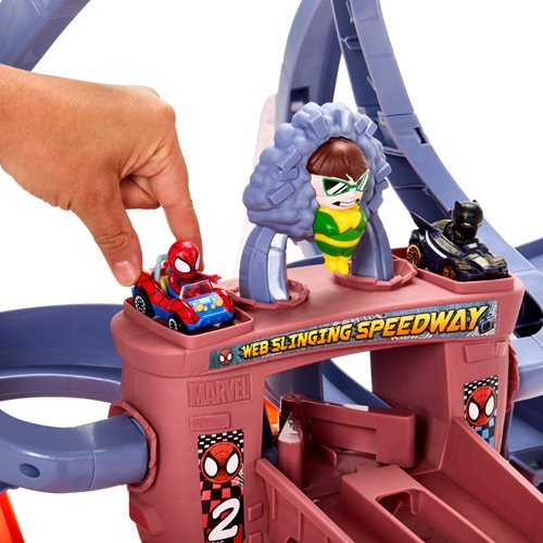 Hot Wheels RacerVerse Spider-Man's Web Slinging Speedway Track Set