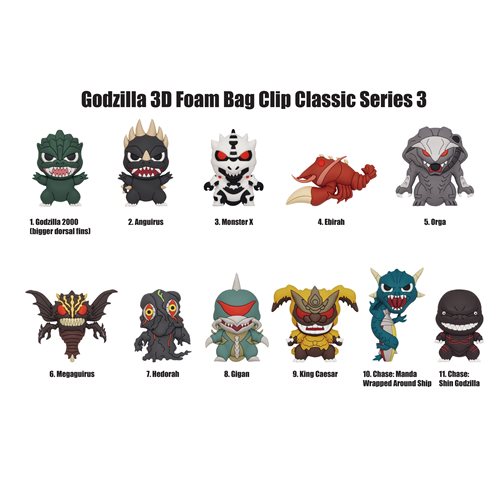 Godzilla Classic Series 3 Figural Bag Clip Random 6-Pack