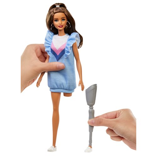 Barbie Fashionista Doll #121 with Silver Prosthetic Leg and Brunette Hair