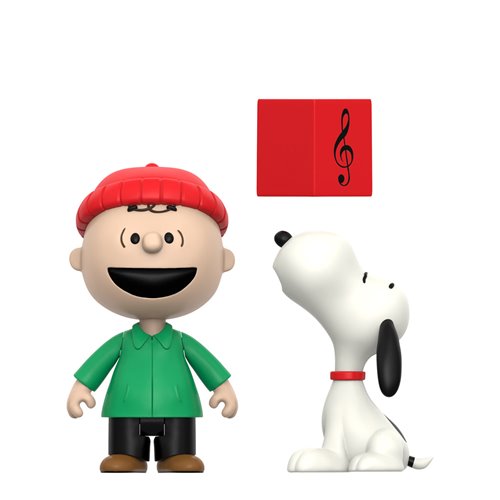 Peanuts Charlie Brown and Snoopy Caroling 3 3/4-Inch ReAction Figures