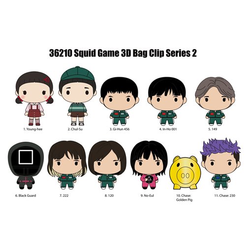 Squid Game Series 2 3D Foam Bag Clip Random 6-Pack