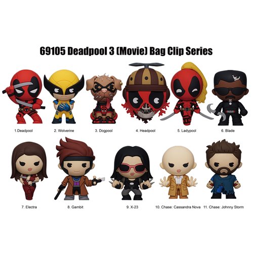 Deadpool and Wolverine 3D Foam Bag Clip Display Case of 24